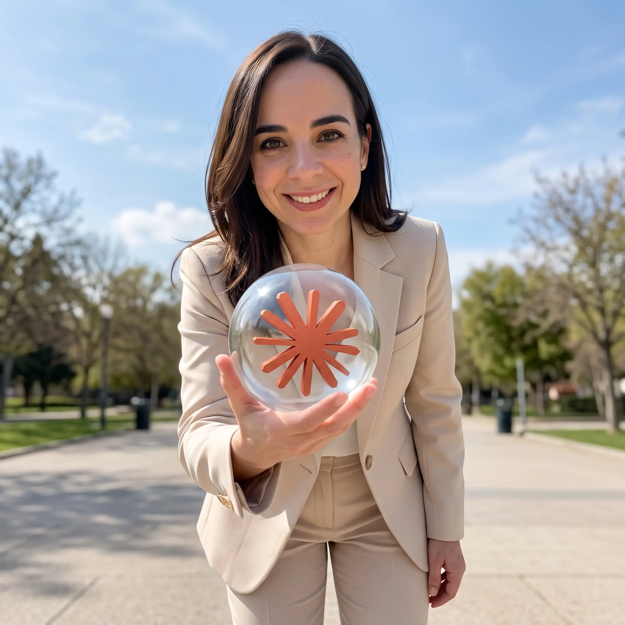Mariana Alamillo sosteniendo el símbolo de Claude